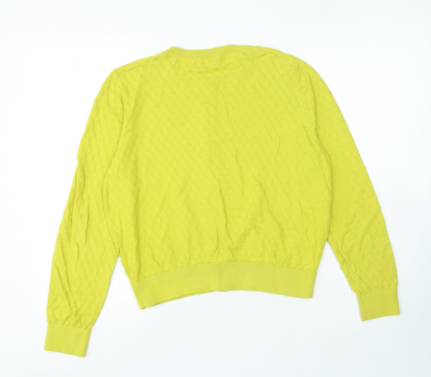 TU Womens Yellow Crew Neck Cotton Cardigan Jumper Size 14