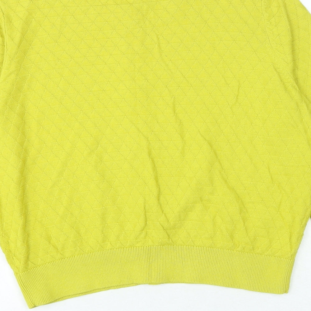 TU Womens Yellow Crew Neck Cotton Cardigan Jumper Size 14