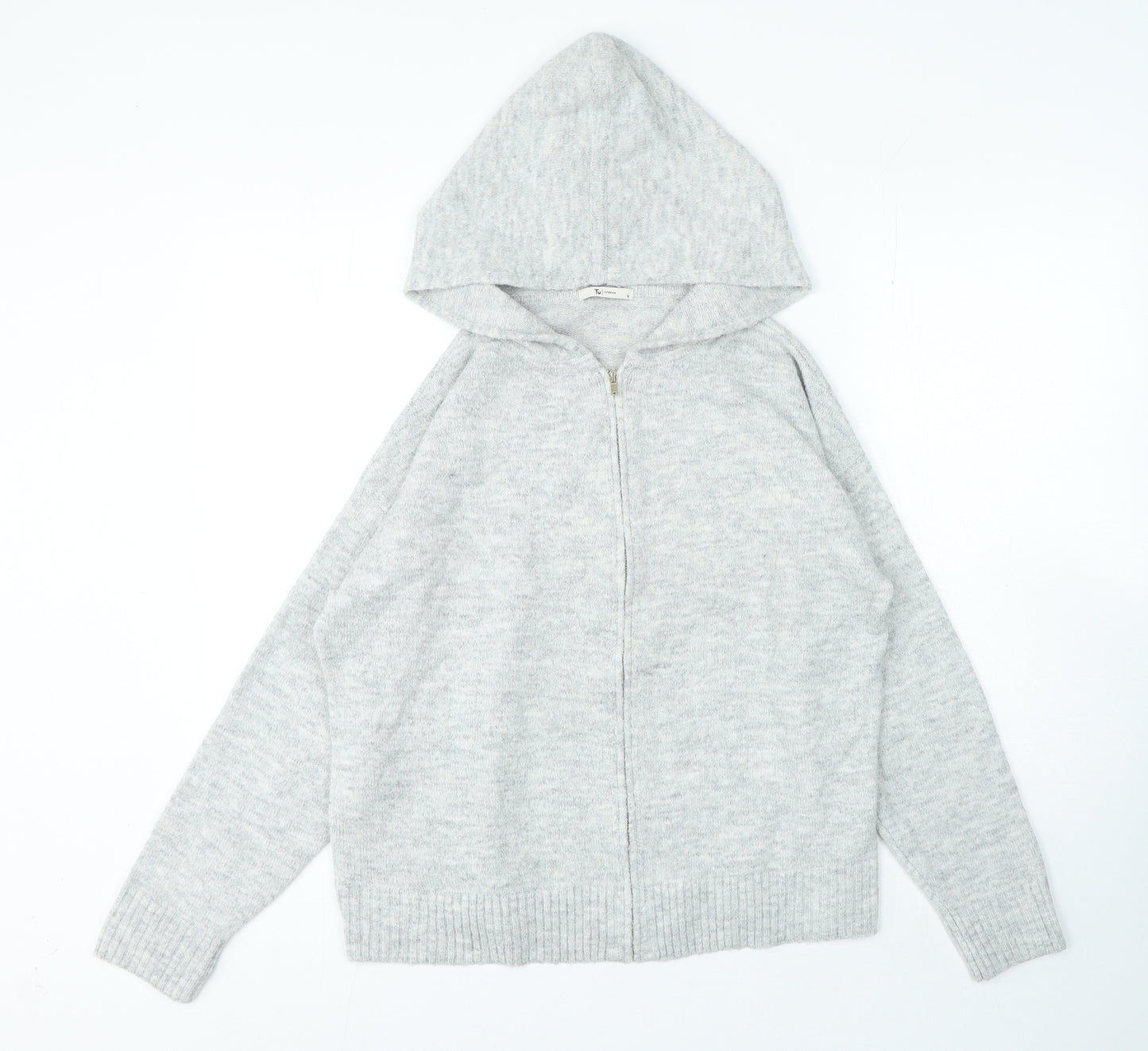 TU Womens Grey Acrylic Full Zip Hoodie Size 12 Zip