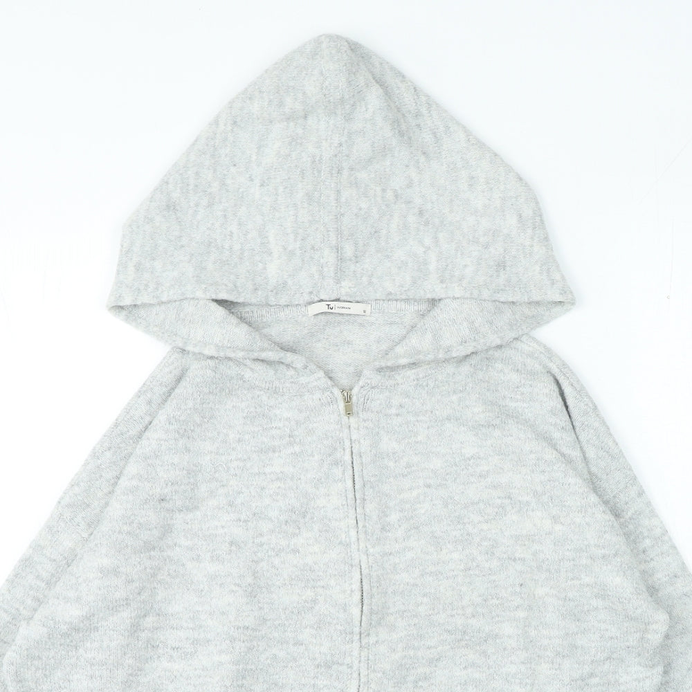 TU Womens Grey Acrylic Full Zip Hoodie Size 12 Zip