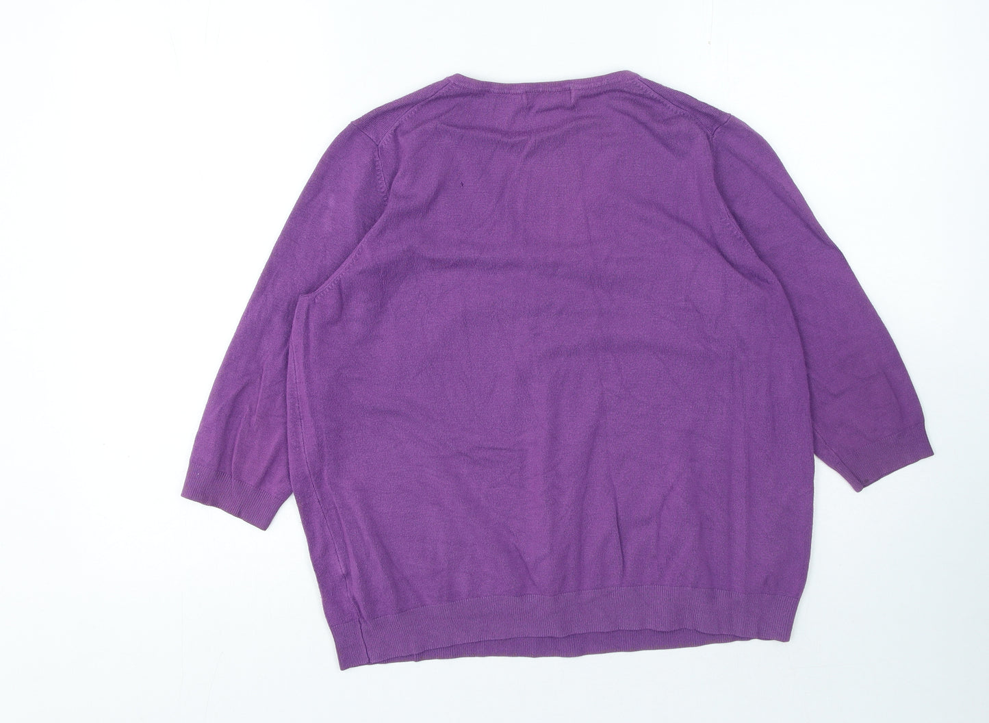 Marks and Spencer Womens Purple V-Neck Viscose Pullover Jumper Size 22