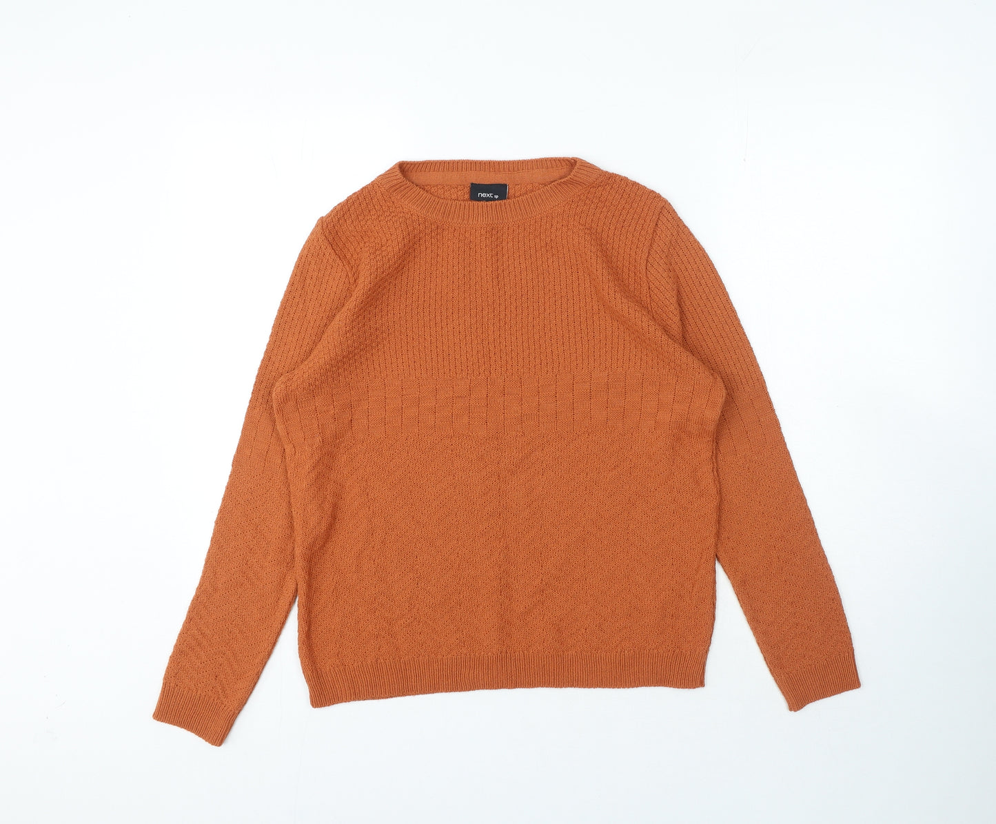 NEXT Womens Orange Crew Neck Acrylic Pullover Jumper Size 12