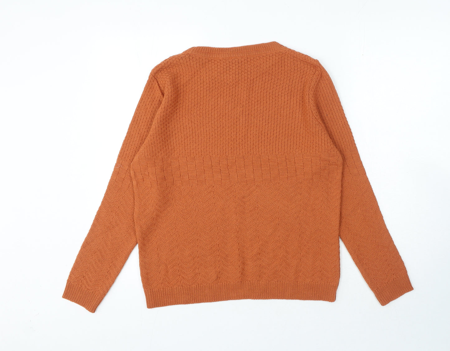 NEXT Womens Orange Crew Neck Acrylic Pullover Jumper Size 12