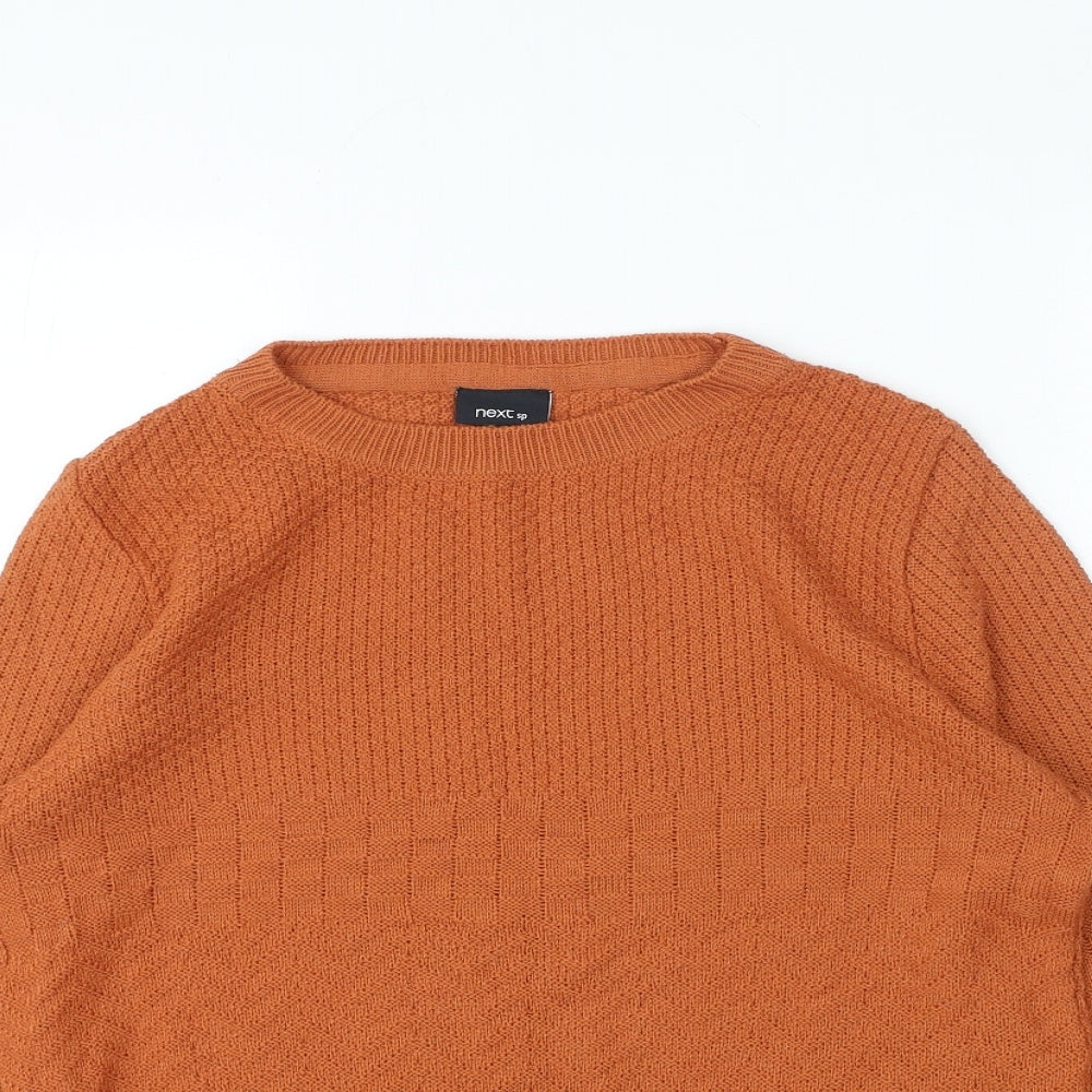 NEXT Womens Orange Crew Neck Acrylic Pullover Jumper Size 12