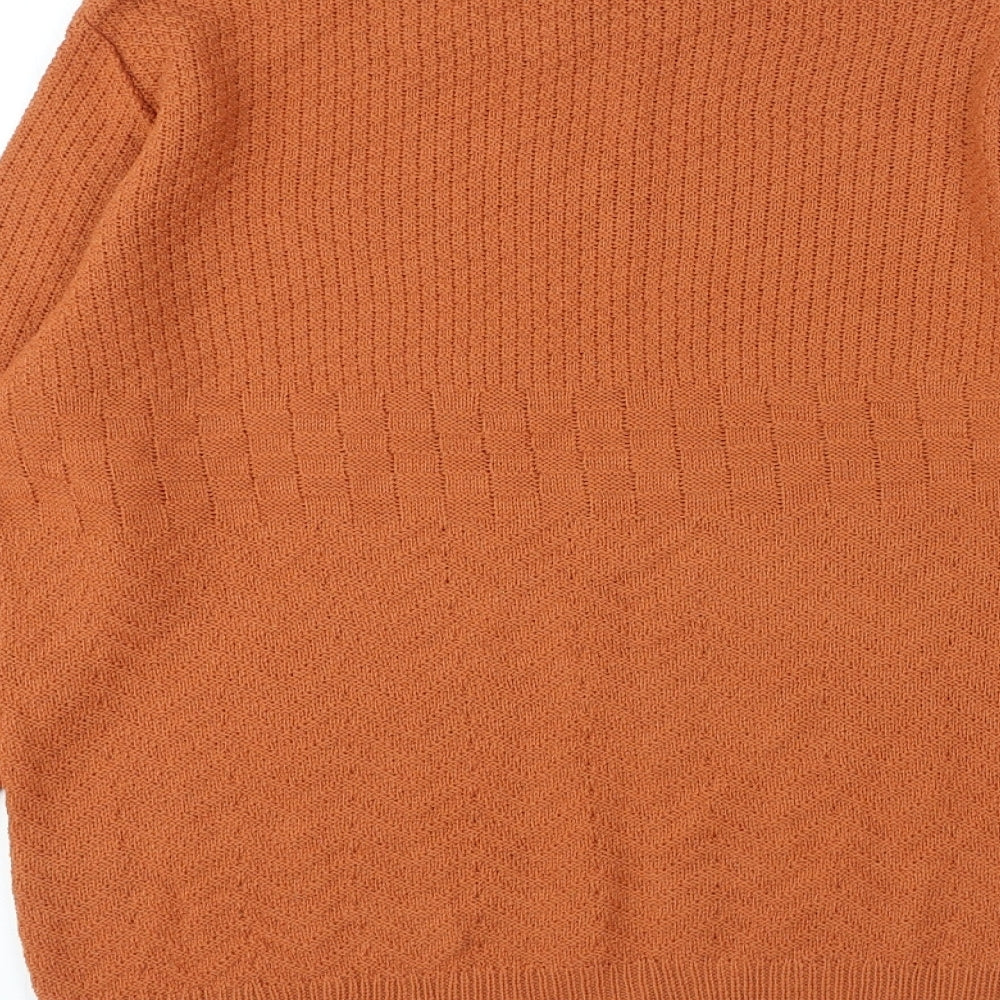 NEXT Womens Orange Crew Neck Acrylic Pullover Jumper Size 12