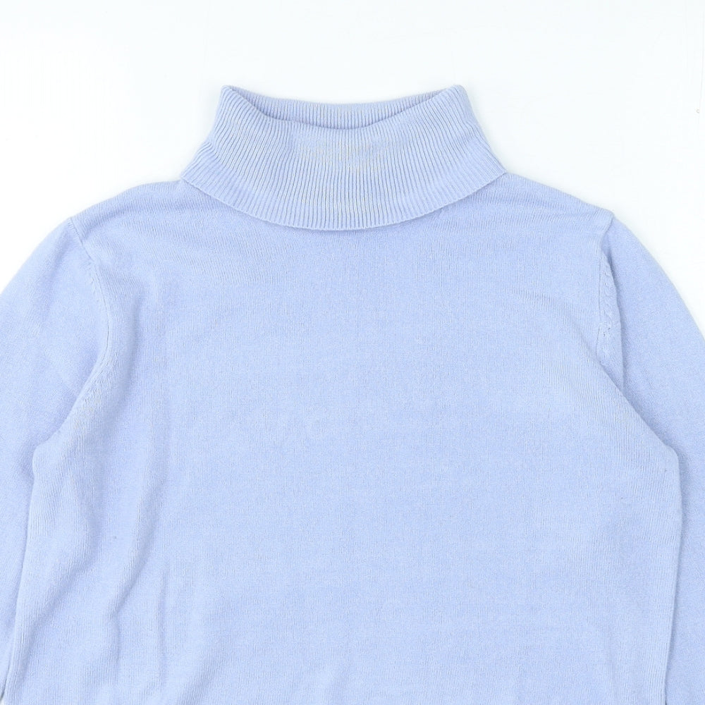 Marks and Spencer Womens Blue Roll Neck Acrylic Pullover Jumper Size 10