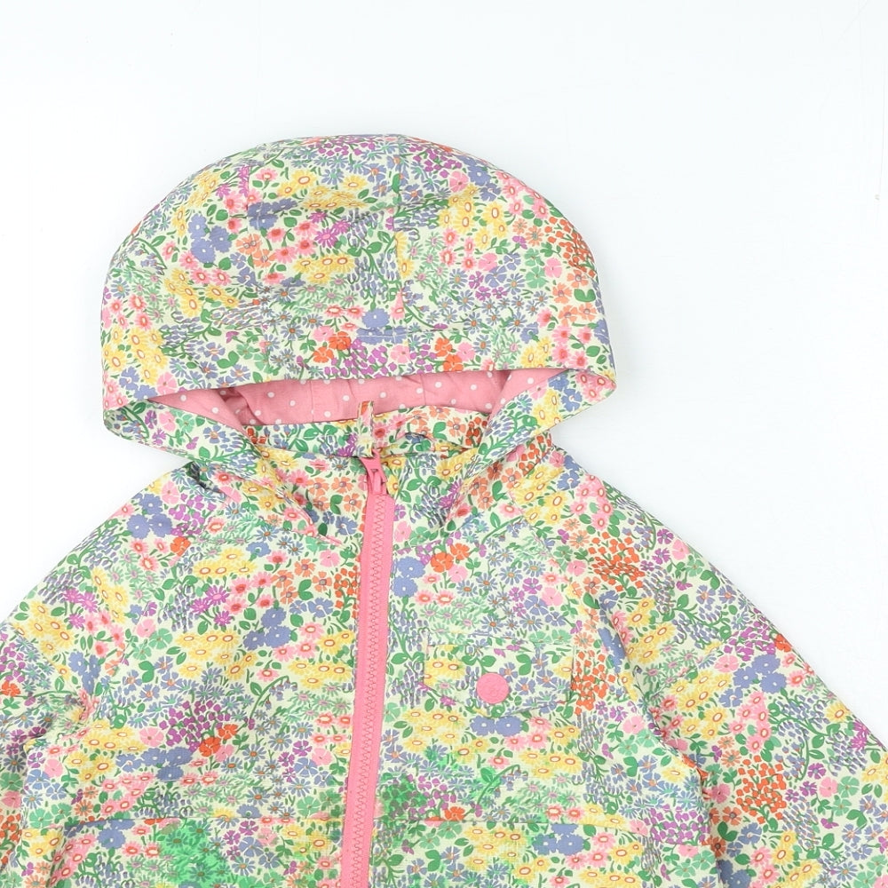 NEXT Girls Multicoloured Floral Anorak Coat Size 2-3 Years Zip