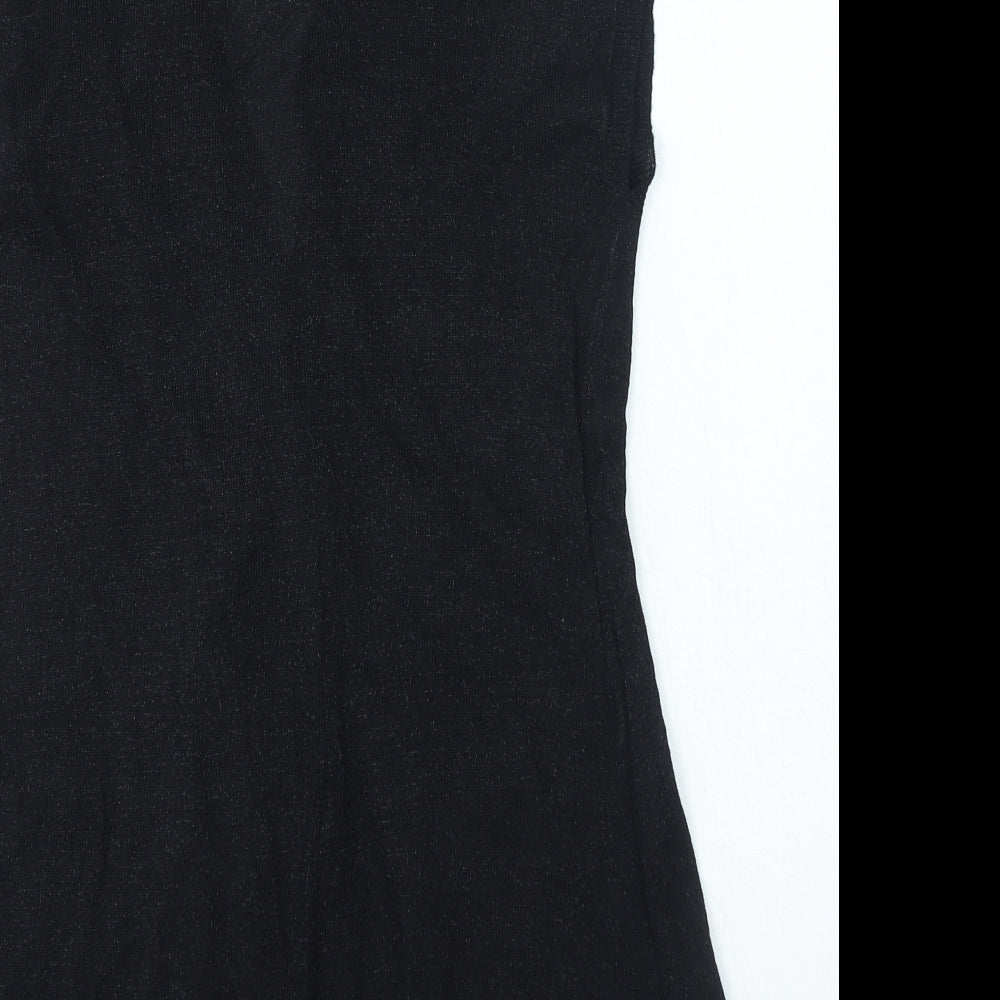 Marks and Spencer Womens Black Viscose Basic Tank Size 14 V-Neck