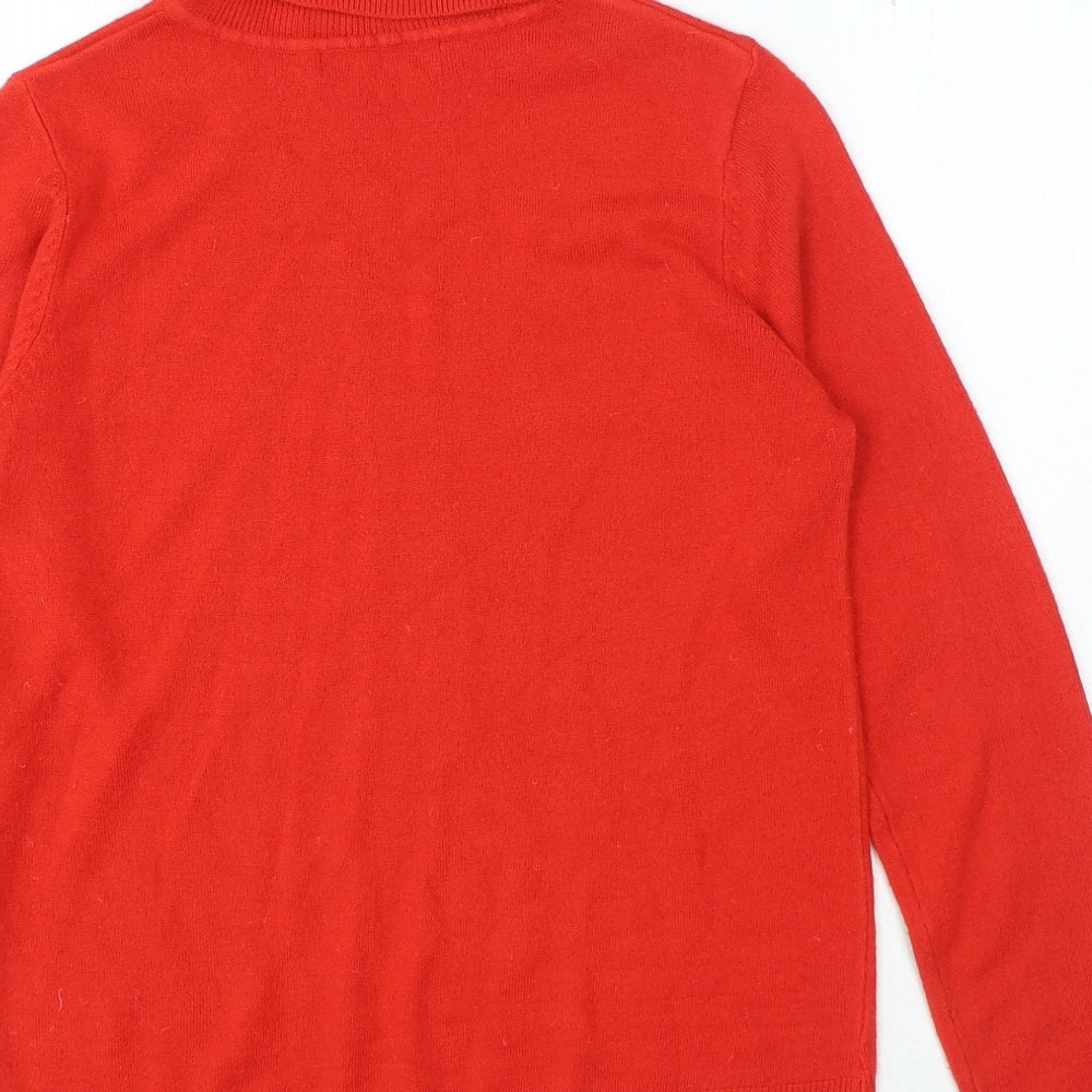 Marks and Spencer Womens Red Roll Neck Acrylic Pullover Jumper Size 10