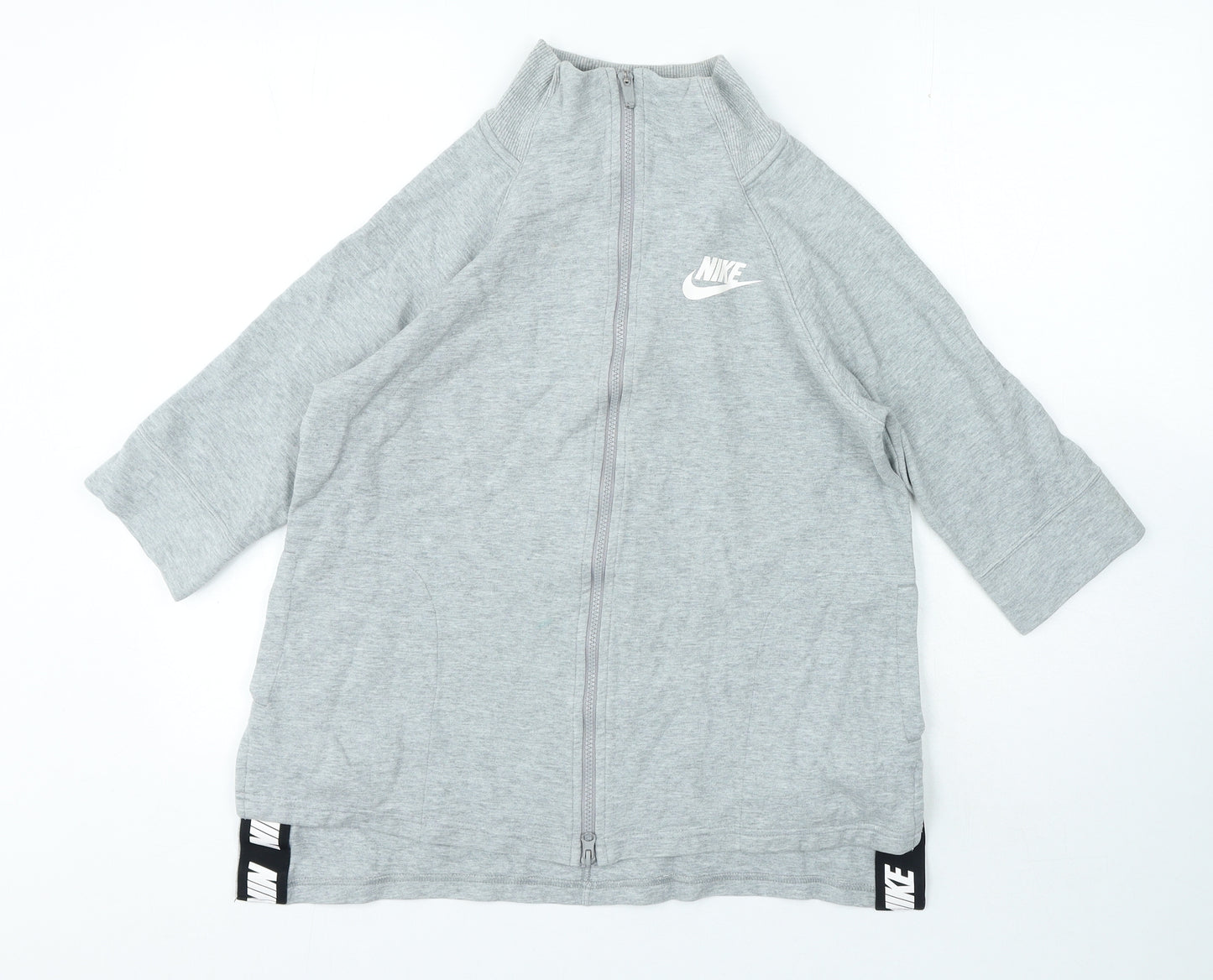 Nike Mens Grey High Neck Cotton Full Zip Jumper Size S