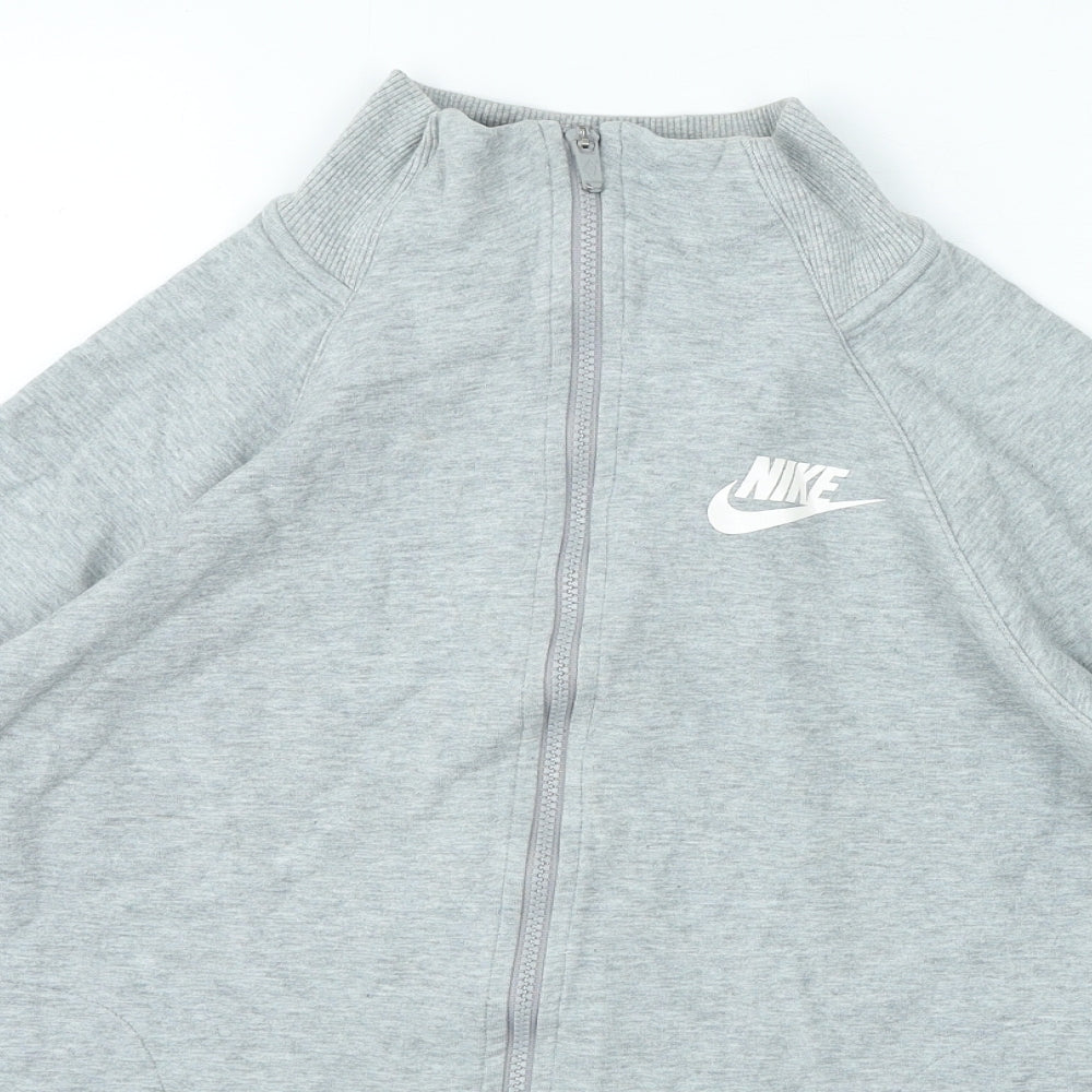 Nike Mens Grey High Neck Cotton Full Zip Jumper Size S