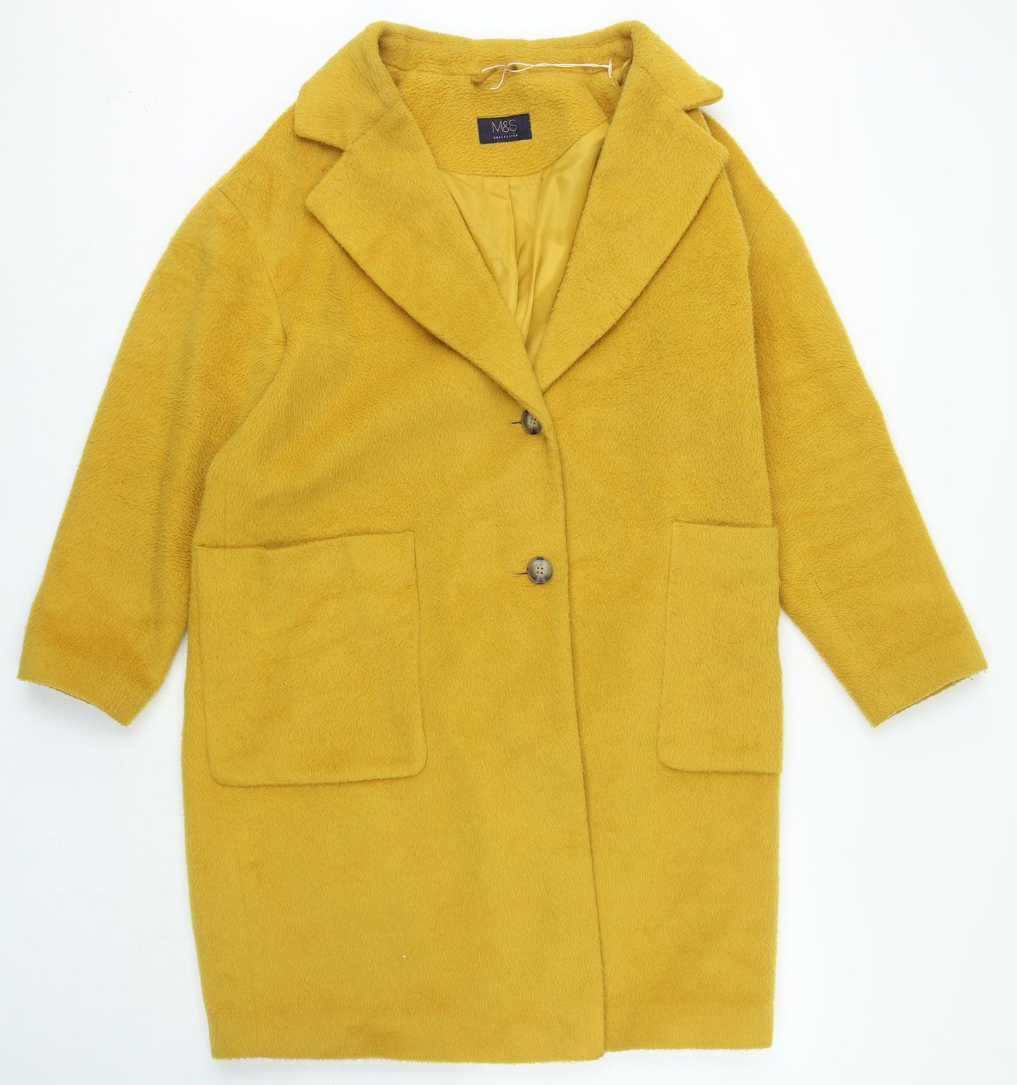 Marks and Spencer Womens Yellow Jacket Coat Size 16 Button