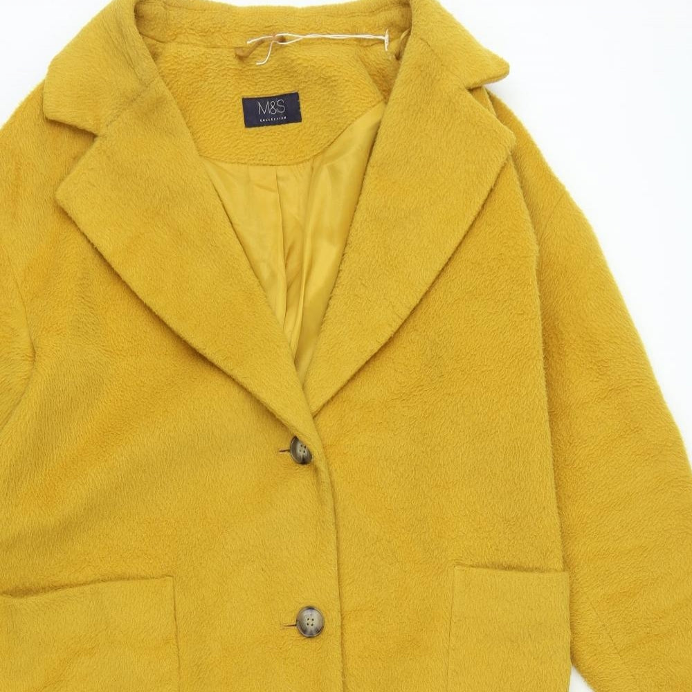 Marks and Spencer Womens Yellow Jacket Coat Size 16 Button