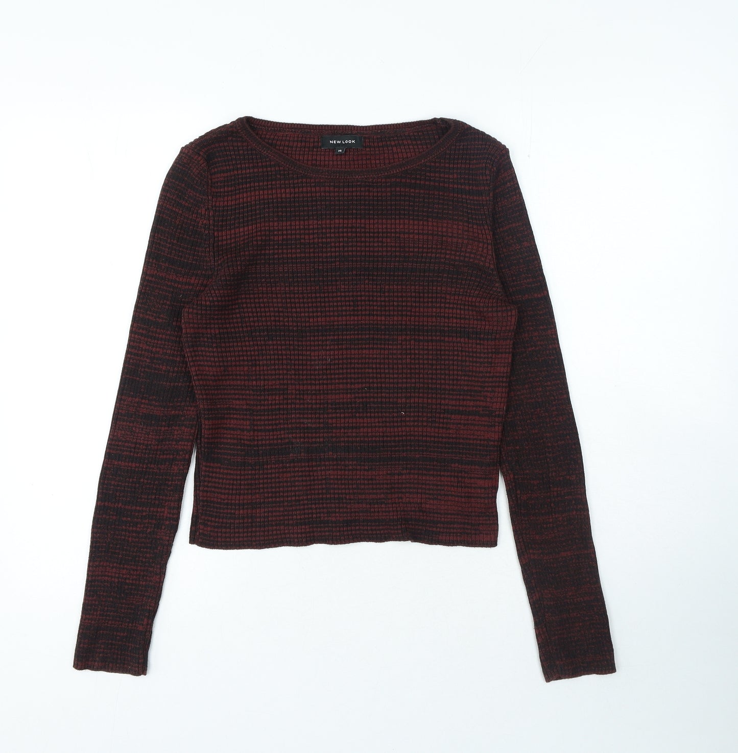 New Look Womens Multicoloured Boat Neck Geometric Acrylic Pullover Jumper Size 14