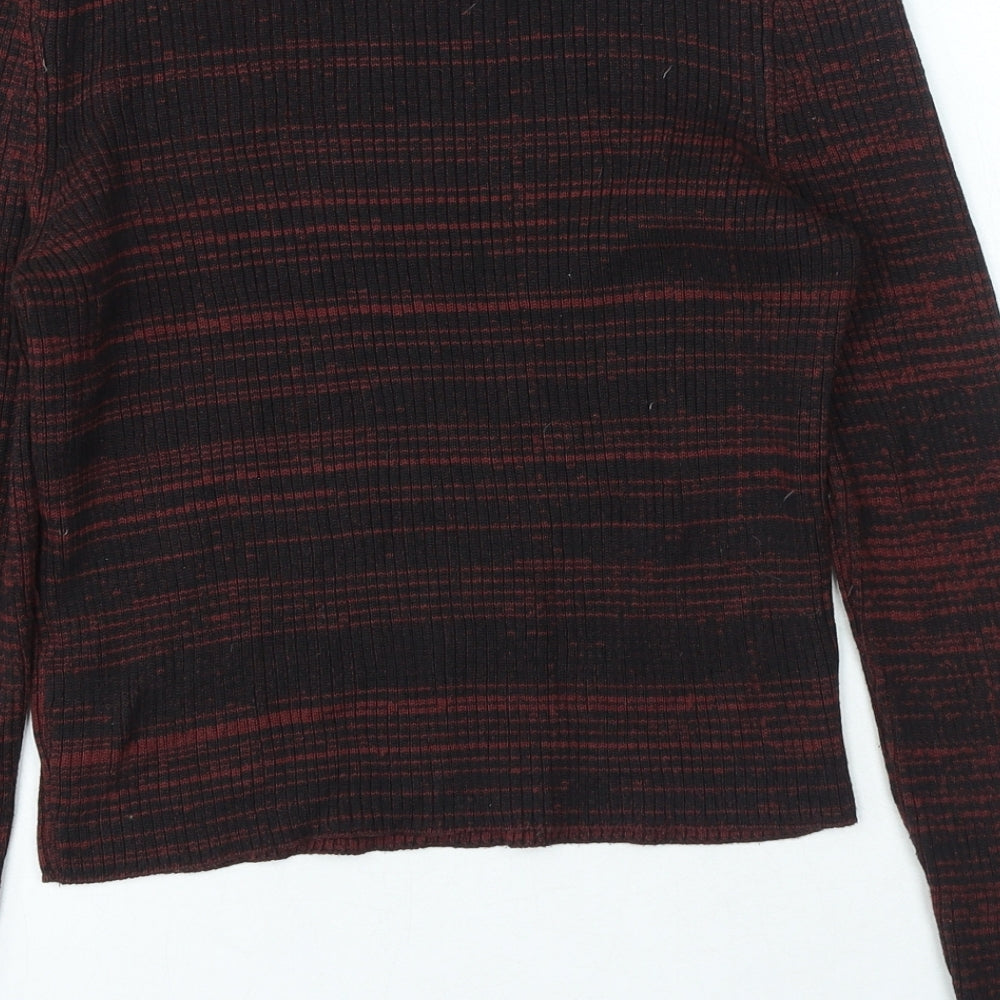 New Look Womens Multicoloured Boat Neck Geometric Acrylic Pullover Jumper Size 14