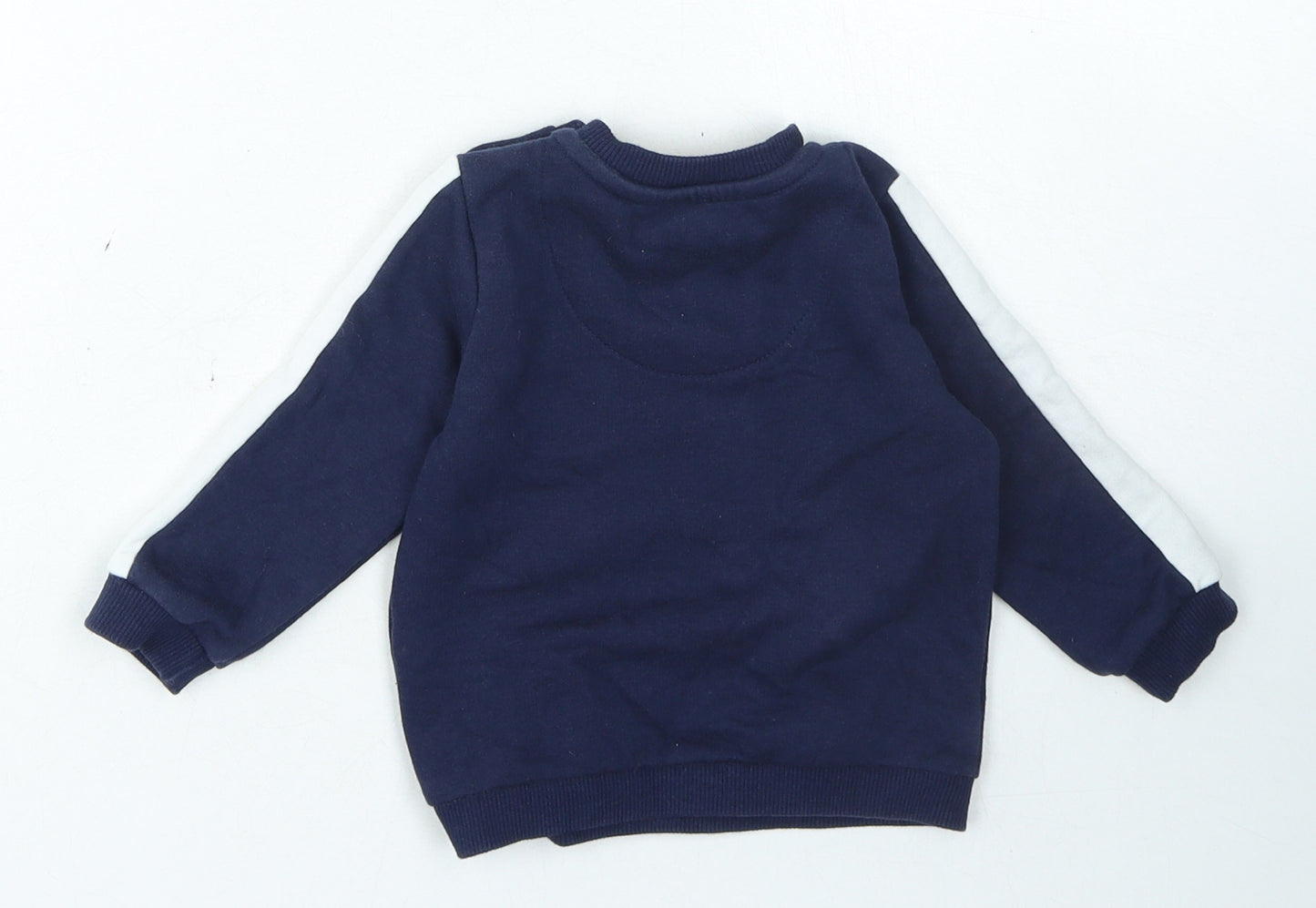 Fred & Flo Boys Blue Cotton Pullover Jumper Size 6-9 Months Snap