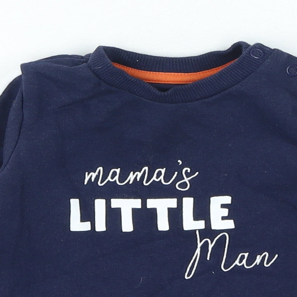 Fred & Flo Boys Blue Cotton Pullover Jumper Size 6-9 Months Snap