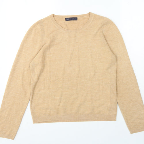 Marks and Spencer Womens Brown Crew Neck Acrylic Pullover Jumper Size 12