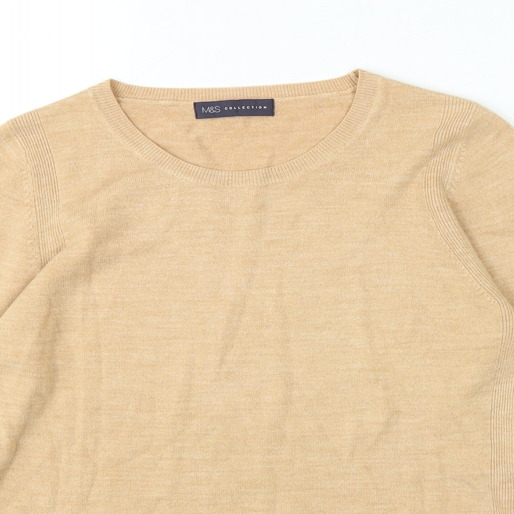 Marks and Spencer Womens Brown Crew Neck Acrylic Pullover Jumper Size 12