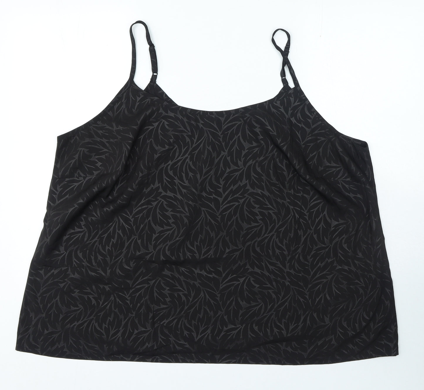 Simply Be Womens Black Geometric Polyester Camisole Blouse Size 26 Round Neck