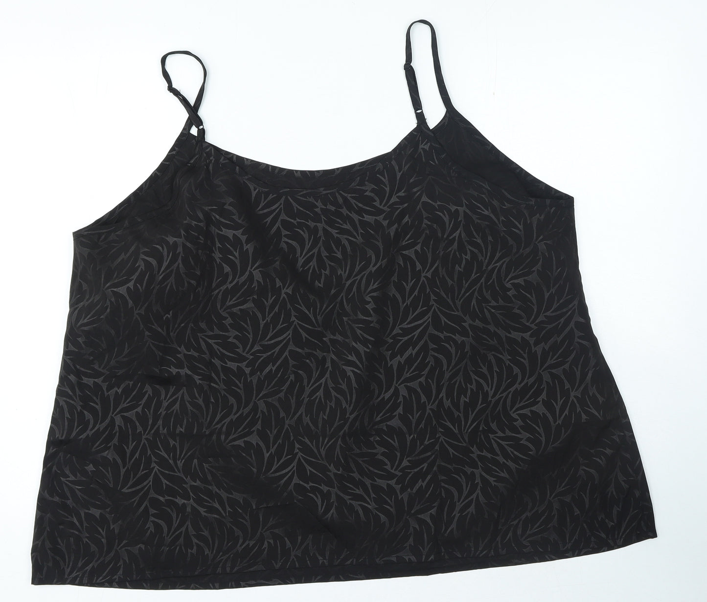 Simply Be Womens Black Geometric Polyester Camisole Blouse Size 26 Round Neck
