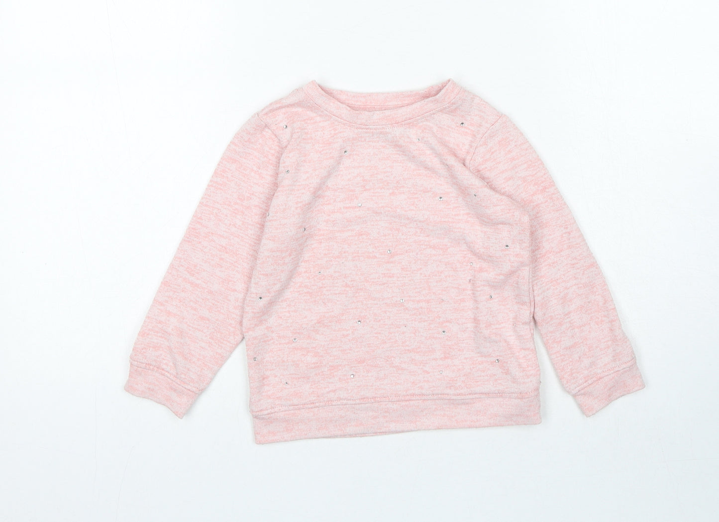 Nutmeg Girls Pink Crew Neck Polyester Pullover Jumper Size 3-4 Years Pullover