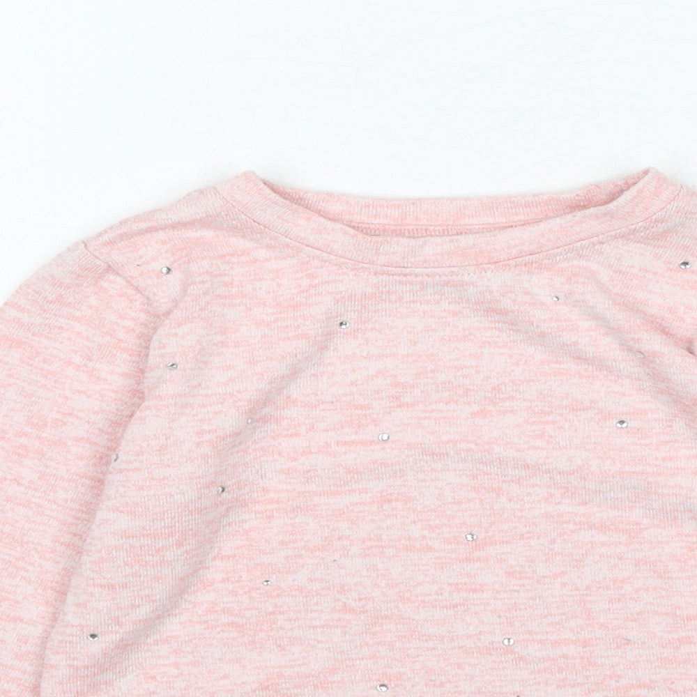 Nutmeg Girls Pink Crew Neck Polyester Pullover Jumper Size 3-4 Years Pullover