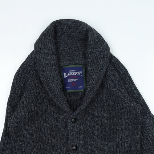 New Look Mens Blue Collared Acrylic Cardigan Jumper Size M