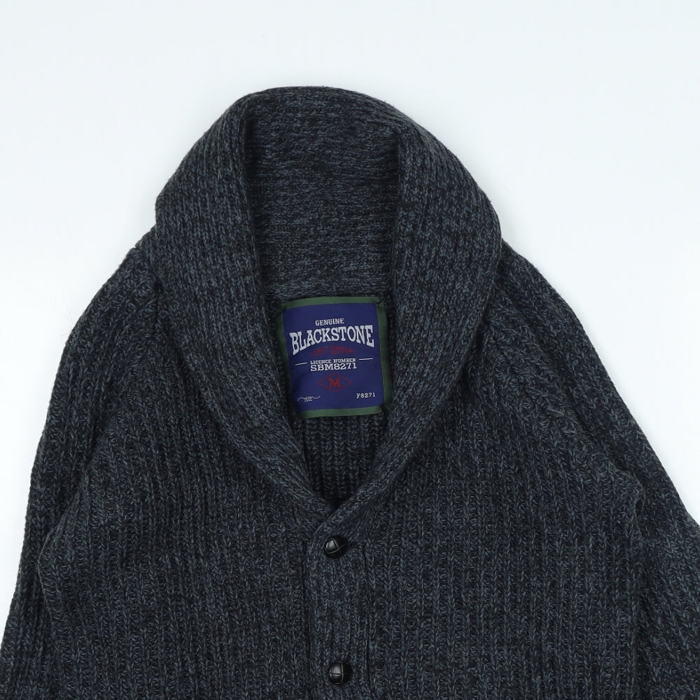 New Look Mens Blue Collared Acrylic Cardigan Jumper Size M
