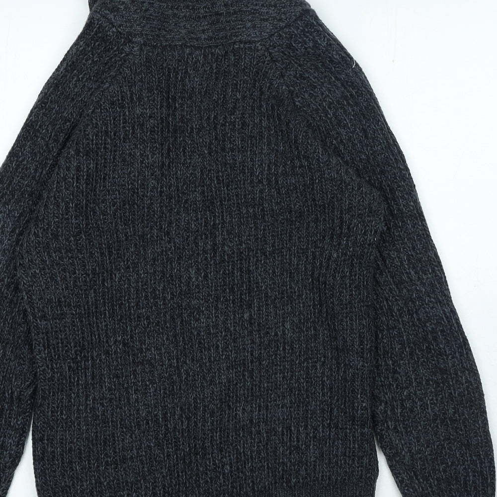 New Look Mens Blue Collared Acrylic Cardigan Jumper Size M