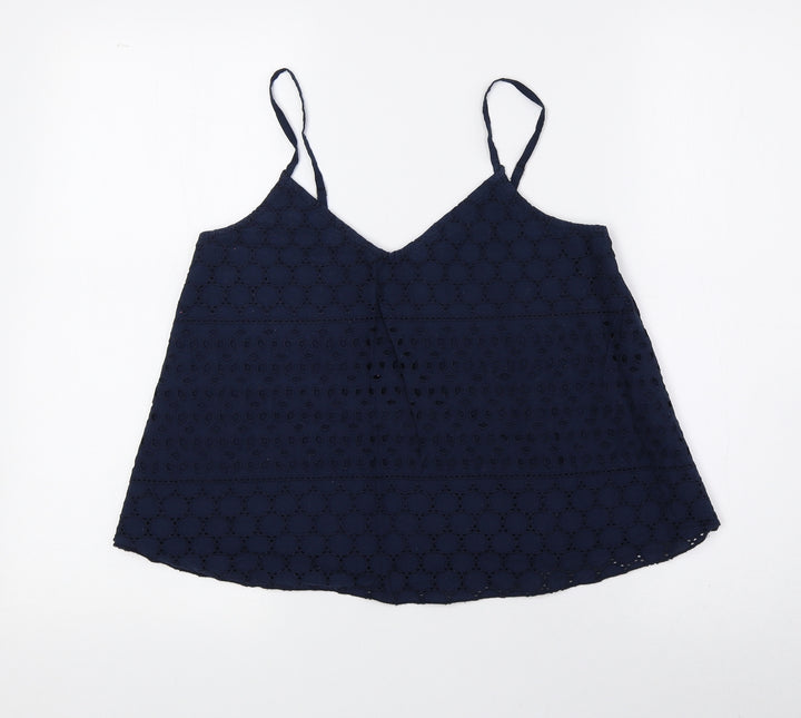 Hollister Womens Blue 100% Cotton Cropped Tank Size XS V-Neck