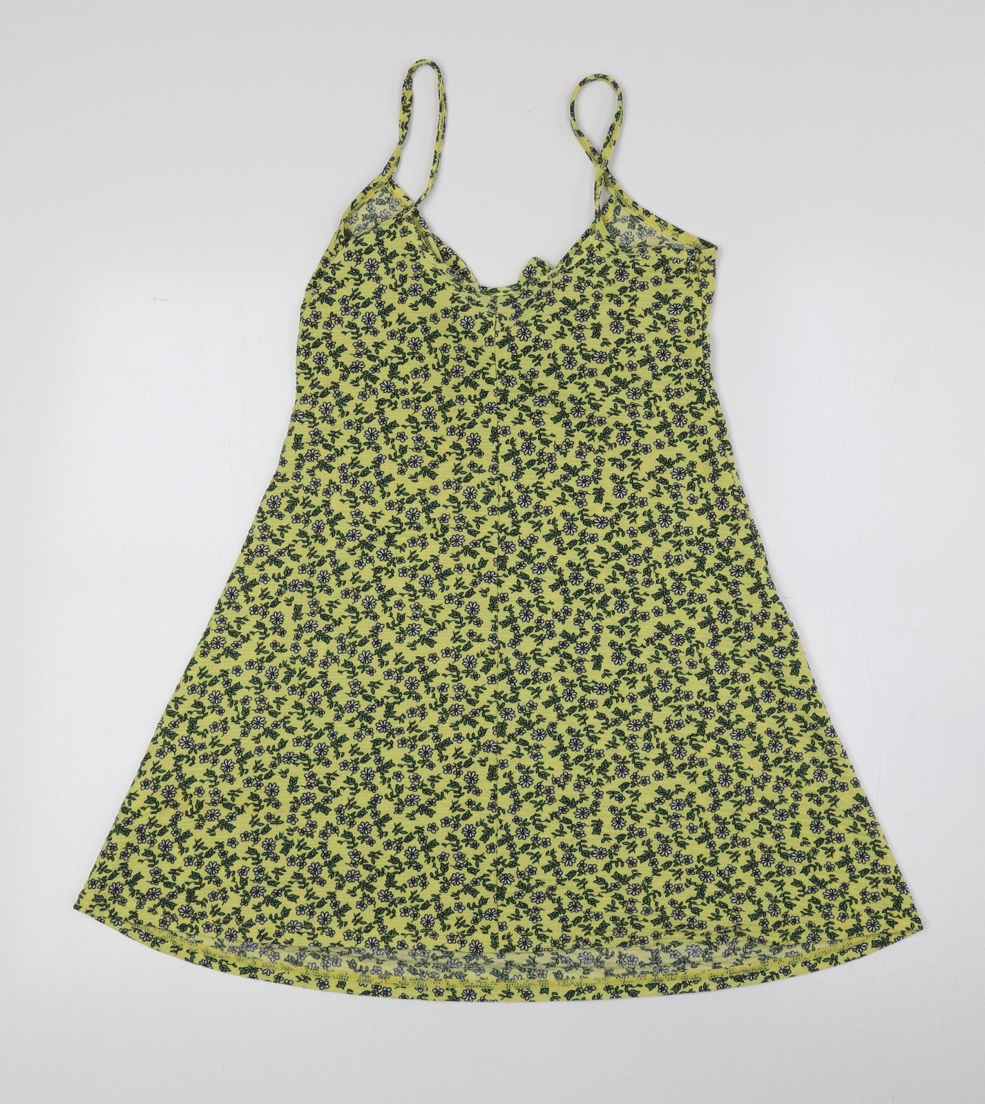 Topshop Womens Yellow Floral Polyester Tank Dress Size 6 Sweetheart Pullover