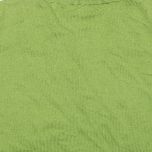 Debenhams Womens Green Round Neck Cotton Cardigan Jumper Size 14 - Cropped