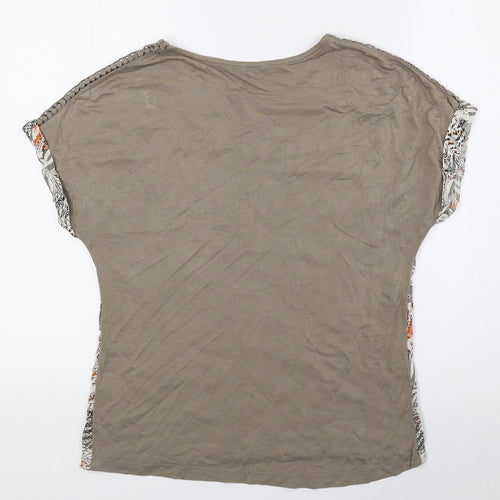 M&Co Womens Brown Floral Modal Basic Blouse Size 8 Round Neck