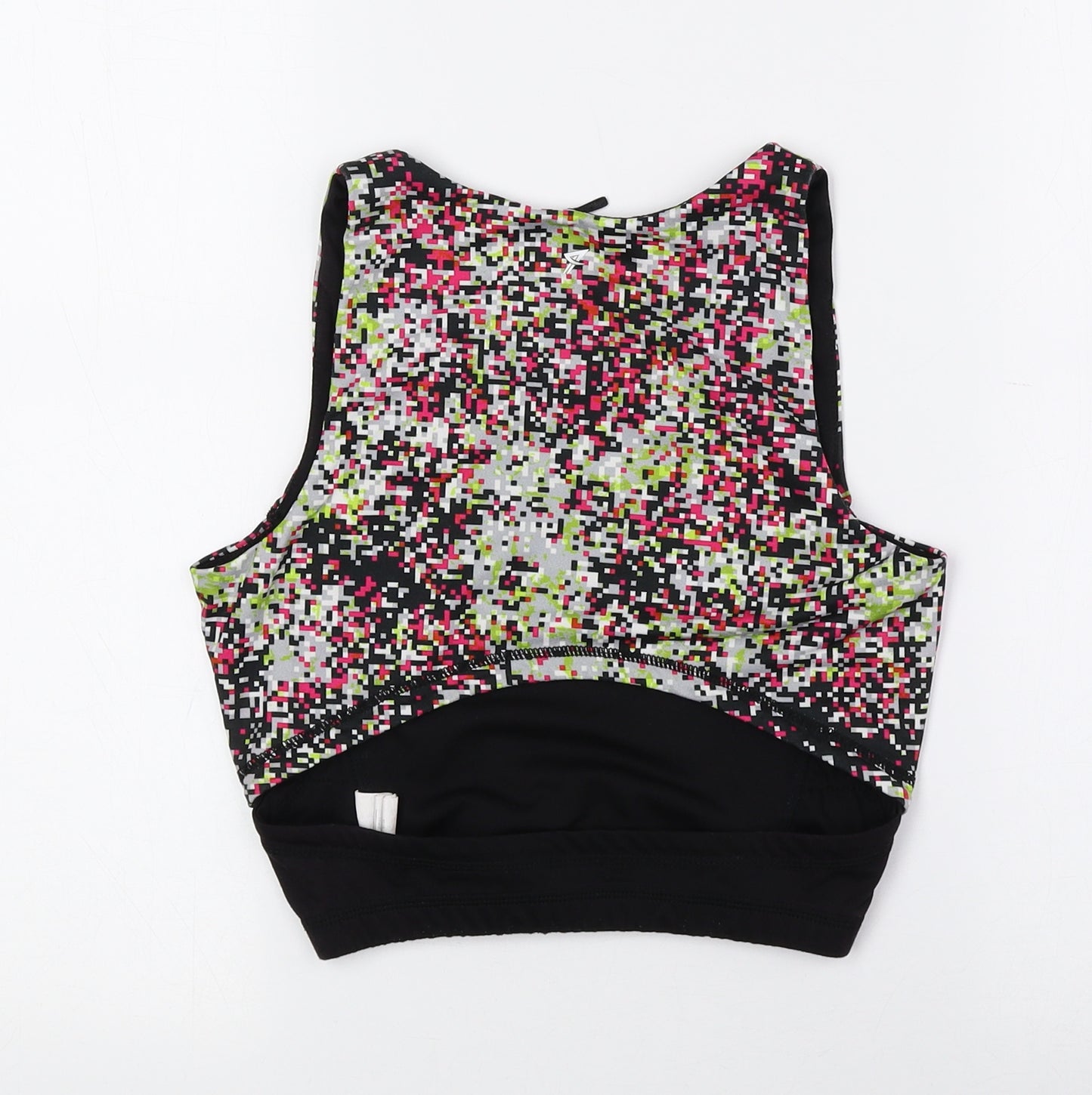 WORK OUT Womens Multicoloured Geometric Polyester Cropped Tank Size 6 Scoop Neck Pullover