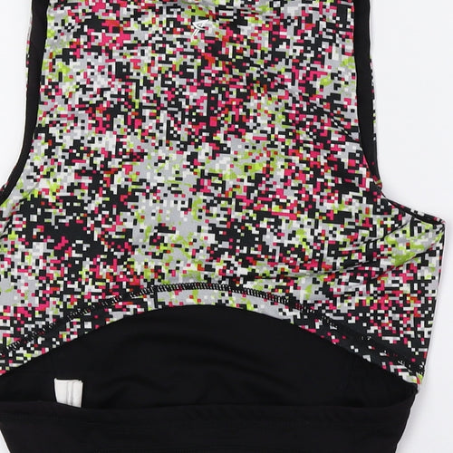 WORK OUT Womens Multicoloured Geometric Polyester Cropped Tank Size 6 Scoop Neck Pullover