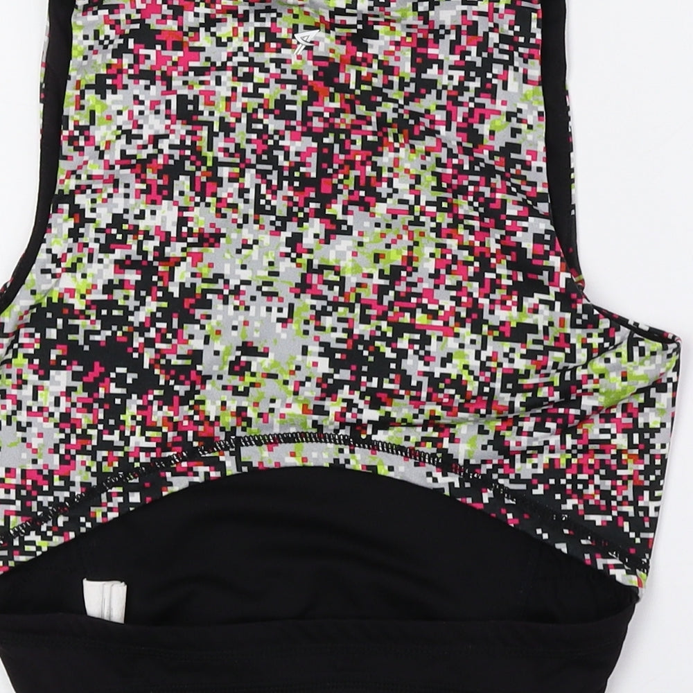WORK OUT Womens Multicoloured Geometric Polyester Cropped Tank Size 6 Scoop Neck Pullover