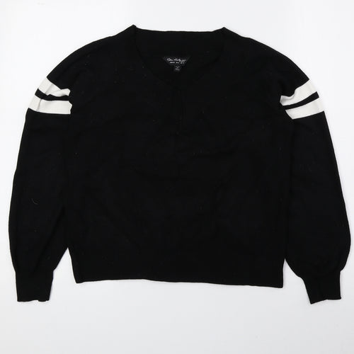 Miss Selfridge Womens Black V-Neck Viscose Pullover Jumper Size 12