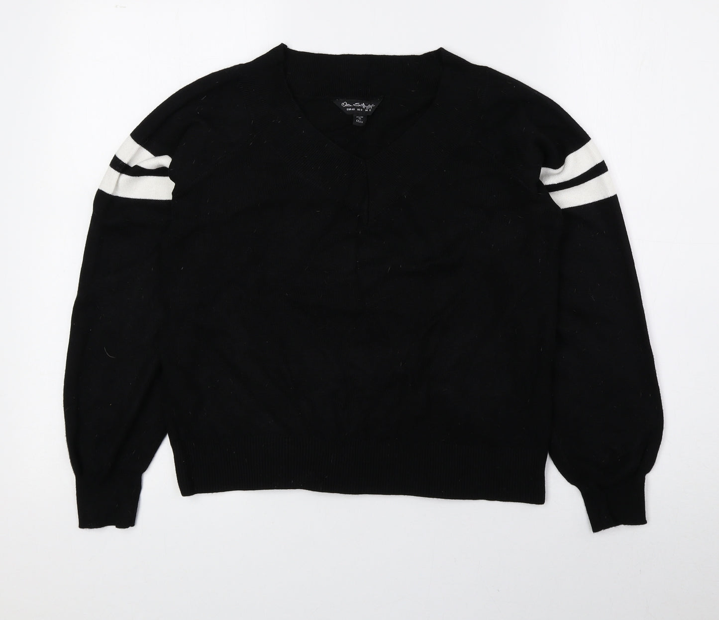 Miss Selfridge Womens Black V-Neck Viscose Pullover Jumper Size 12