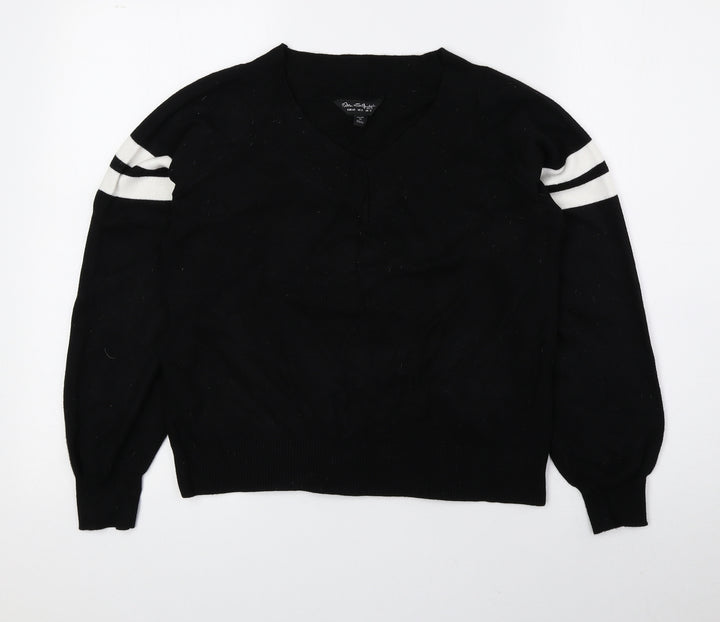 Miss Selfridge Womens Black V-Neck Viscose Pullover Jumper Size 12