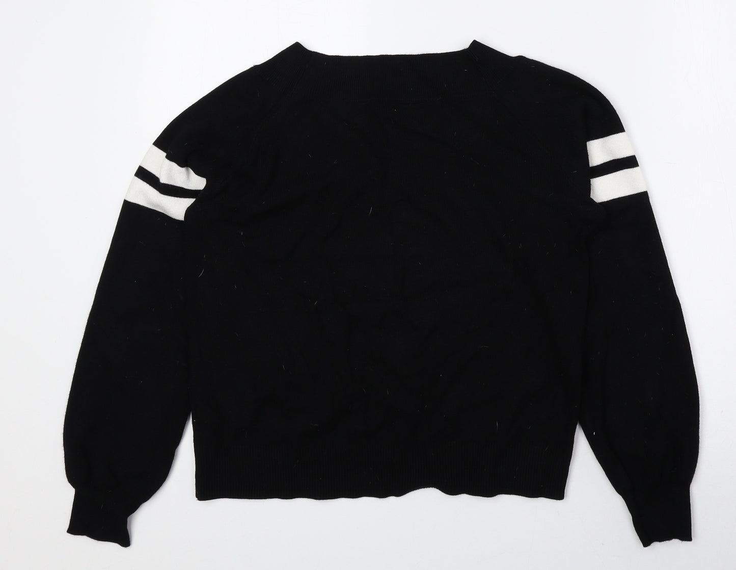 Miss Selfridge Womens Black V-Neck Viscose Pullover Jumper Size 12
