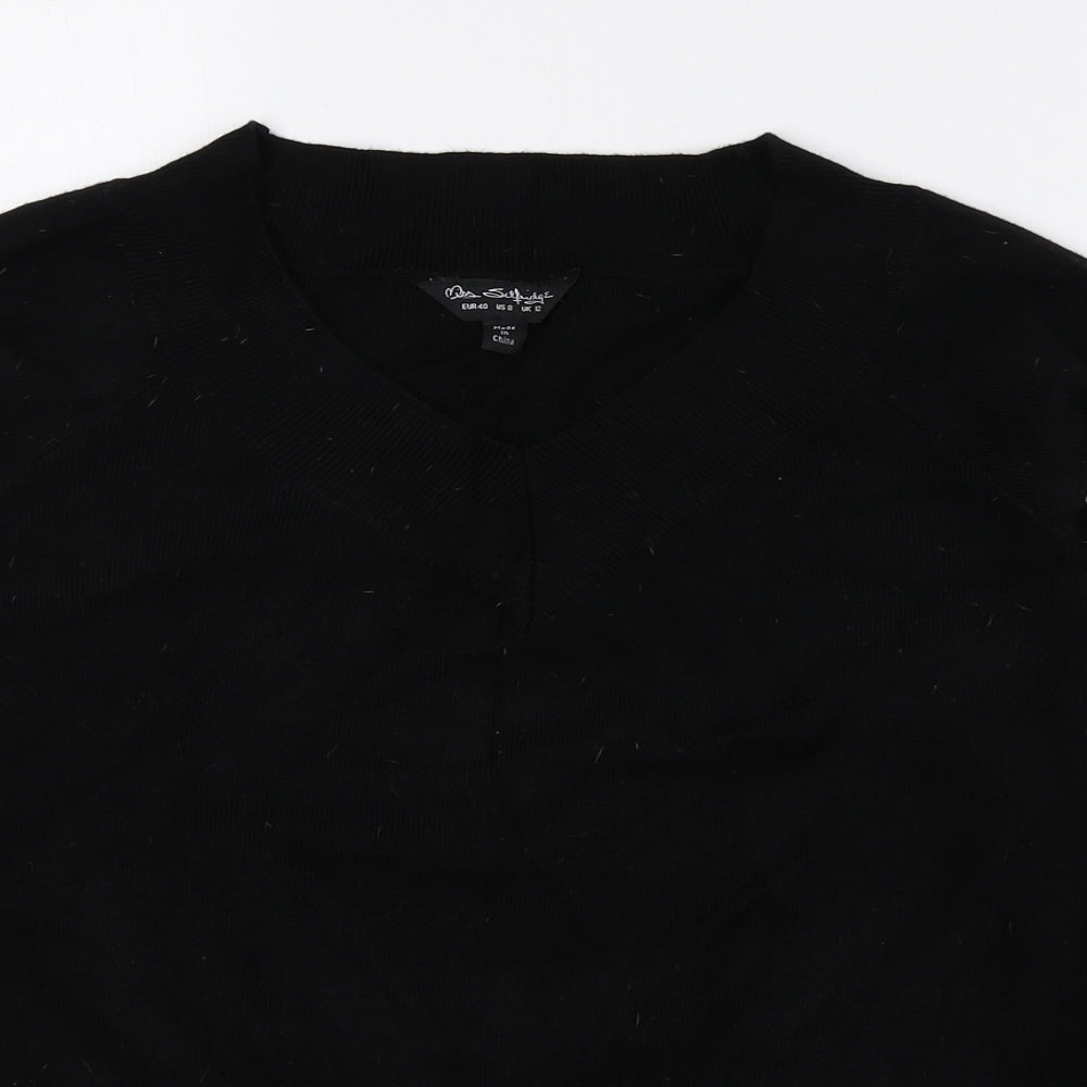 Miss Selfridge Womens Black V-Neck Viscose Pullover Jumper Size 12