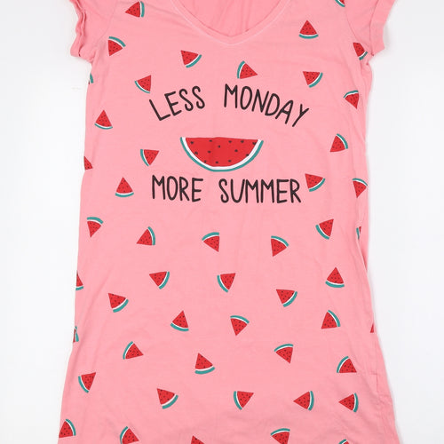 Debenhams Womens Pink Geometric 100% Cotton Chemise Dress Size 8 - Watermelon