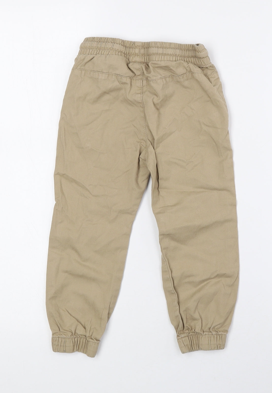 H&M Boys Beige 100% Cotton Cargo Trousers Size 2-3 Years Regular Drawstring