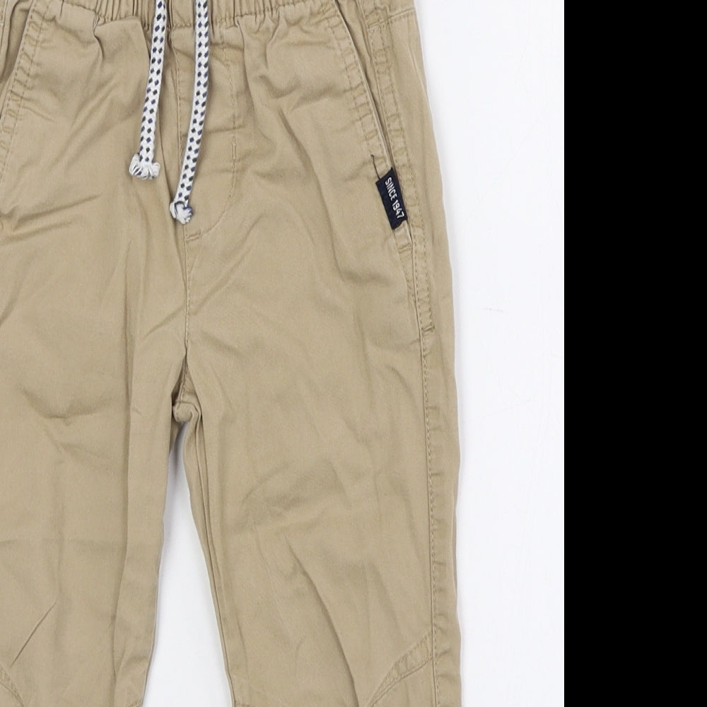H&M Boys Beige 100% Cotton Cargo Trousers Size 2-3 Years Regular Drawstring