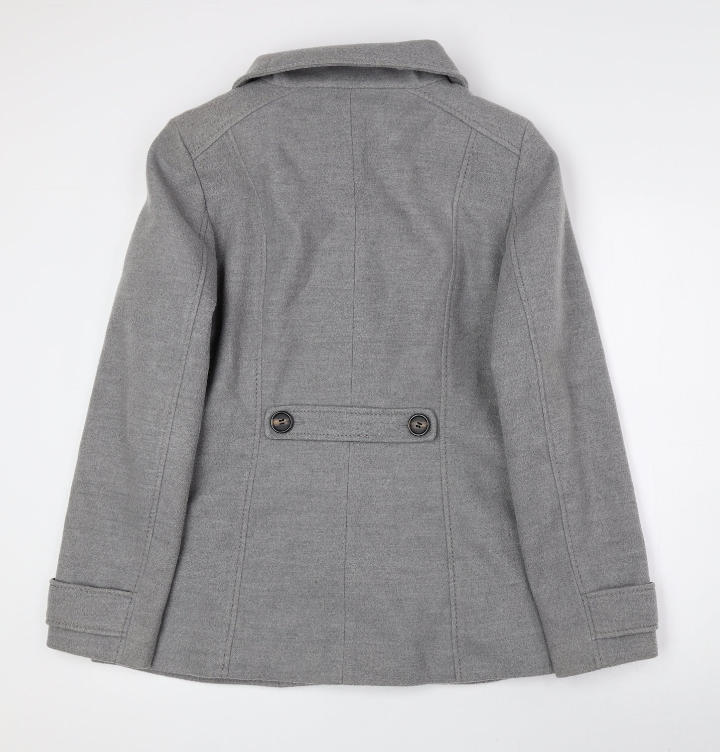 H&M Womens Grey Military Jacket Coat Size 16 Snap