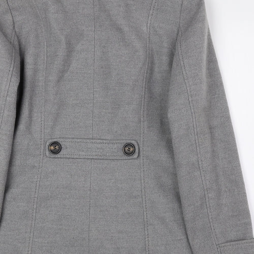 H&M Womens Grey Military Jacket Coat Size 16 Snap
