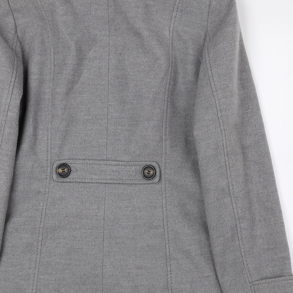H&M Womens Grey Military Jacket Coat Size 16 Snap