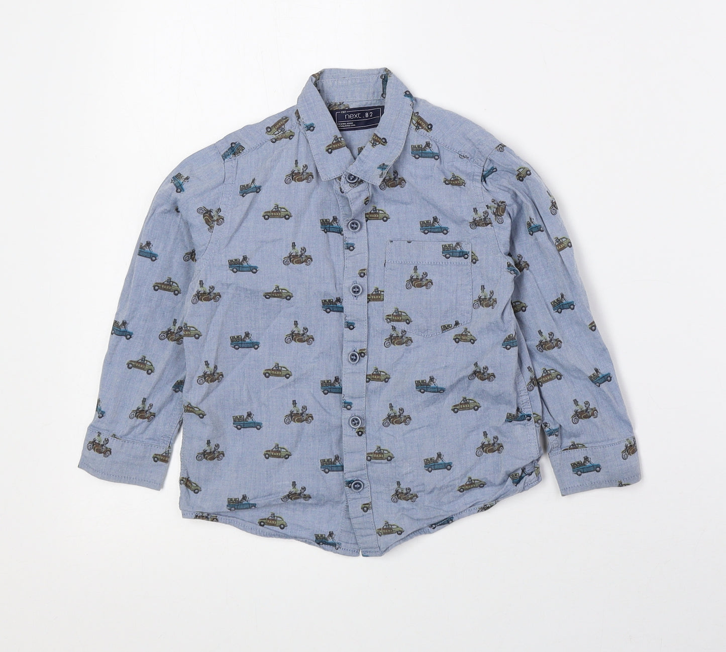 NEXT Boys Blue Geometric 100% Cotton Basic Size 2-3 Years Collared Button