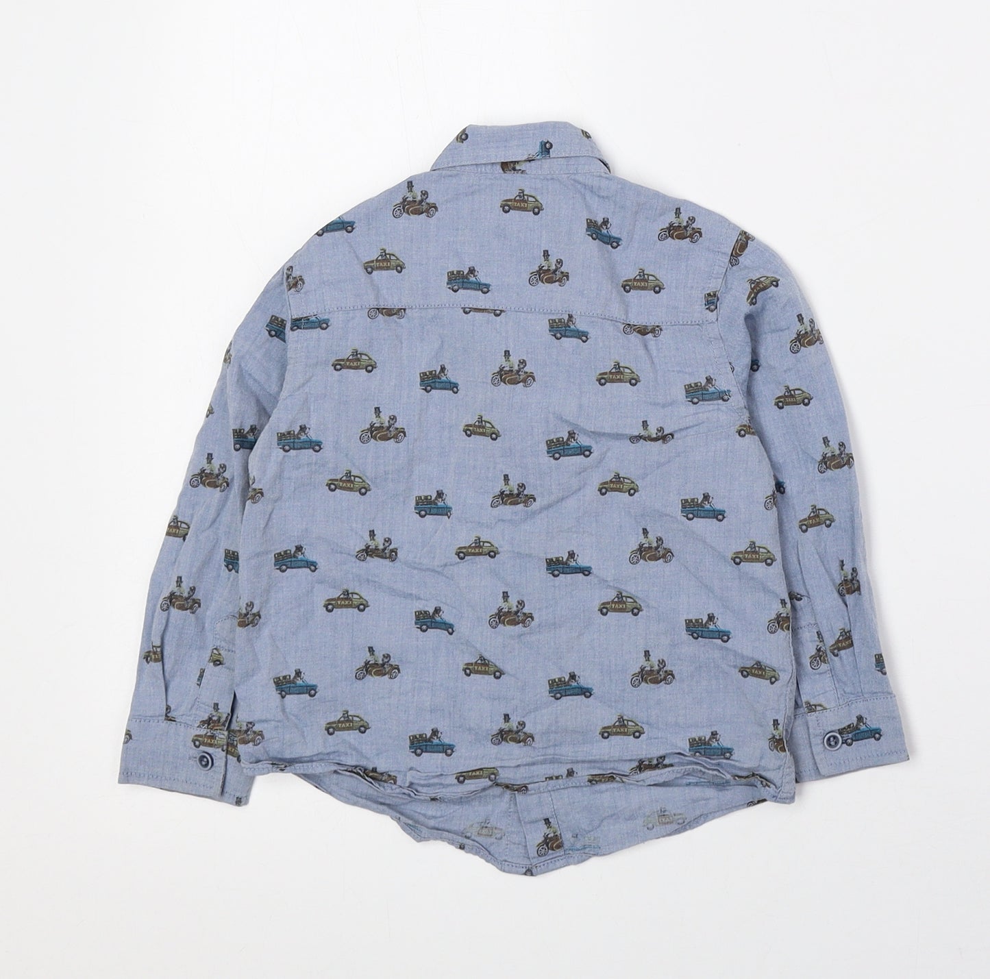 NEXT Boys Blue Geometric 100% Cotton Basic Size 2-3 Years Collared Button
